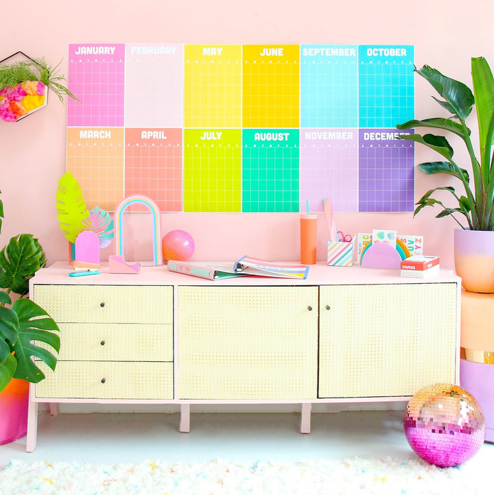 Rainbow stripe wall calendar