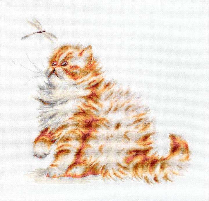 Kitten with a dragonfly B2270L Counted Cross-Stitch Kit