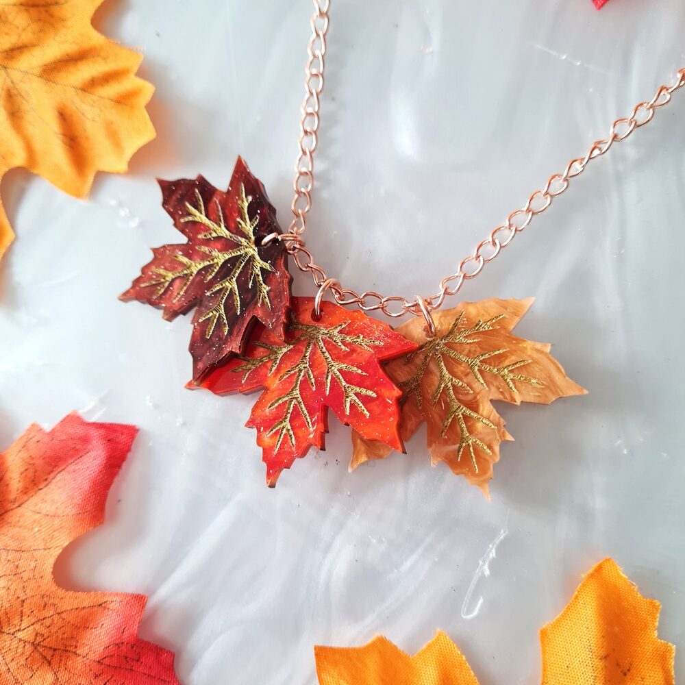 Maple Leaf Charm Necklace by Cherryloco Jewellery 1