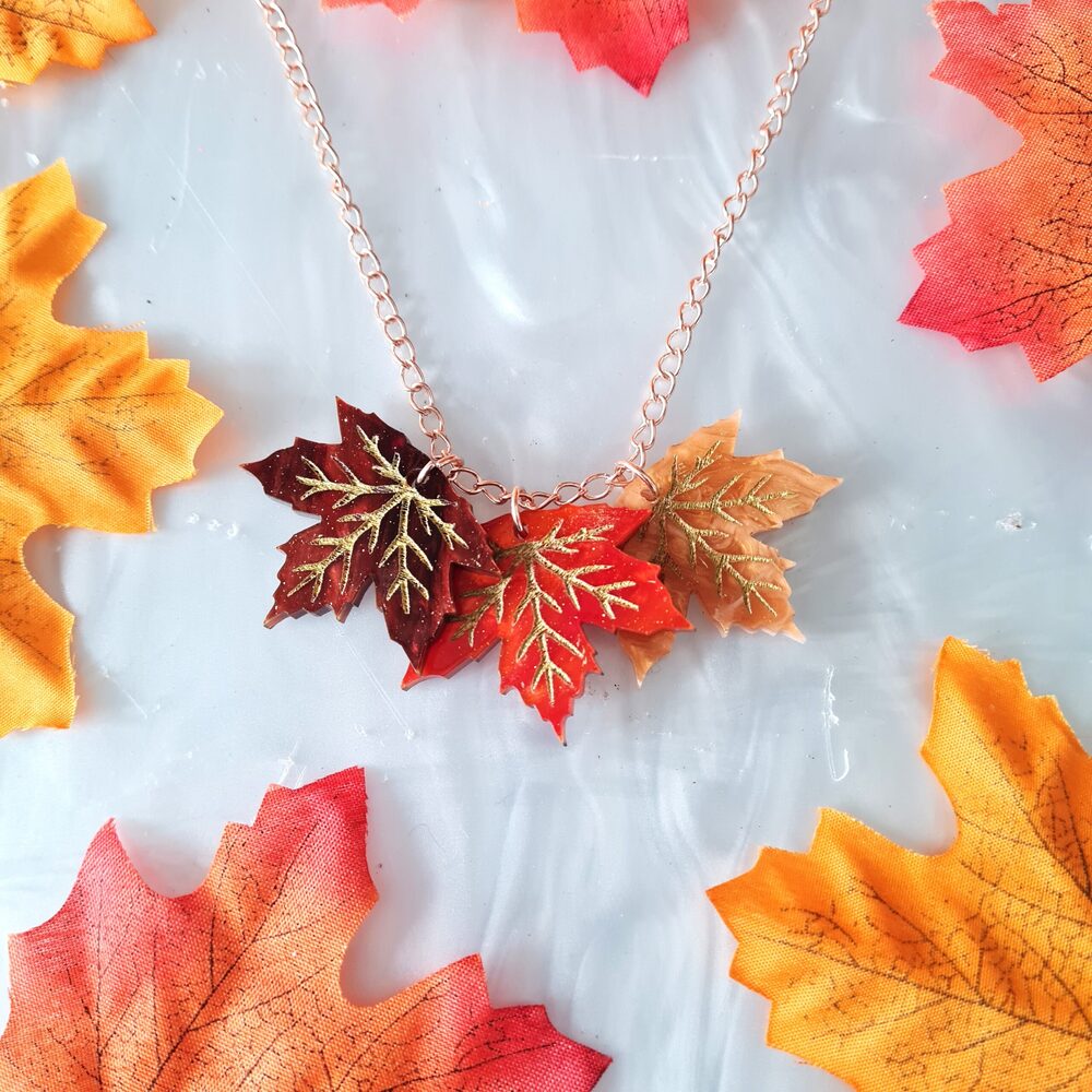 Maple Leaf Charm Necklace by Cherryloco Jewellery