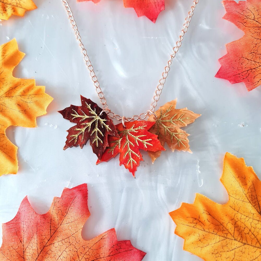 Maple Leaf Charm Necklace by Cherryloco Jewellery