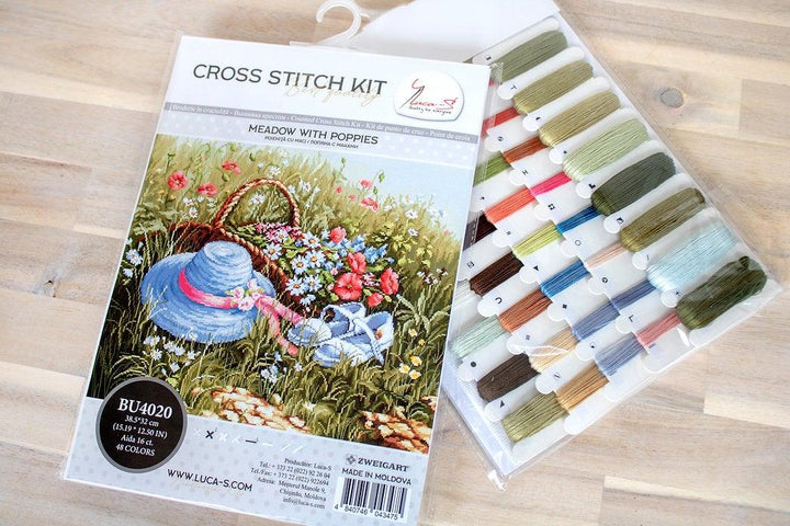 Meadow with poppies BU4020L Counted Cross-Stitch Kit