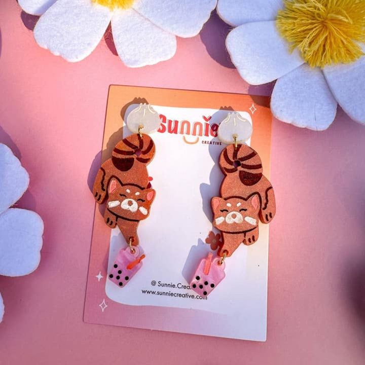 Mei the Red Panda Earrings 2