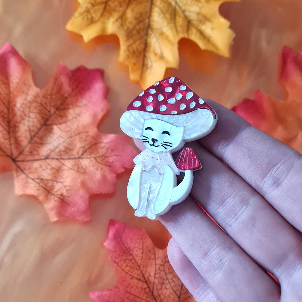 Meowshroom Cat Mushroom Pin by Cherryloco Jewellery 4