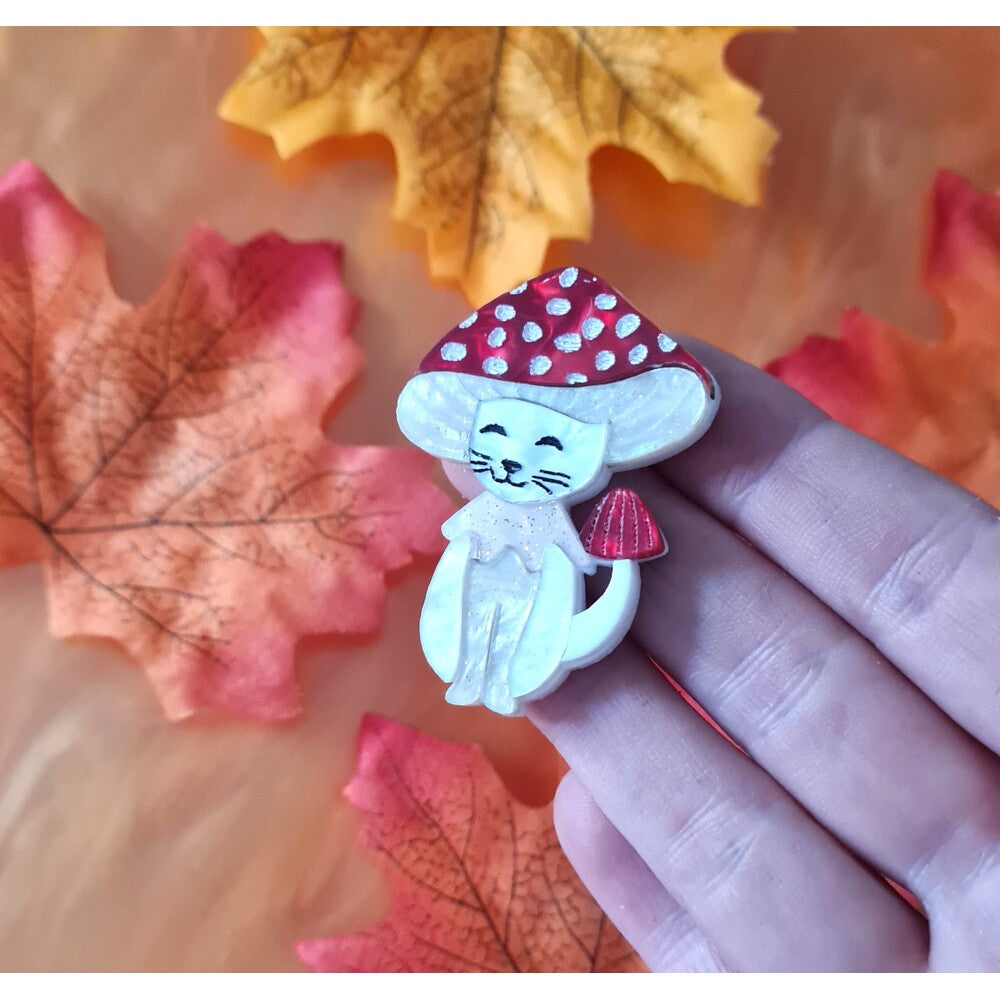 Meowshroom Cat Mushroom Pin or Pendant by Cherryloco Jewellery 2
