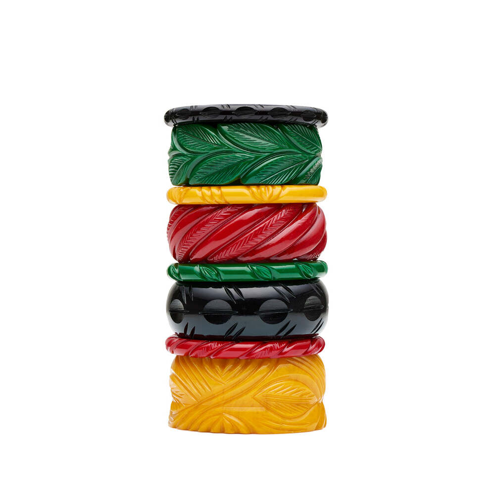 Midi Forest Heavy Carve Fakelite Medium Bangle by Splendette 3