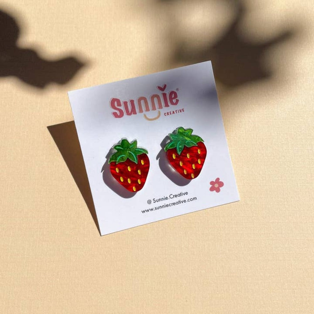 Mini Strawberry Acrylic Dangle Earrings 4