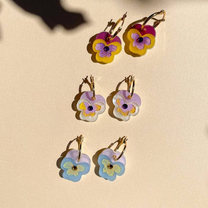 Mini Yellow Pansy Dangle 2