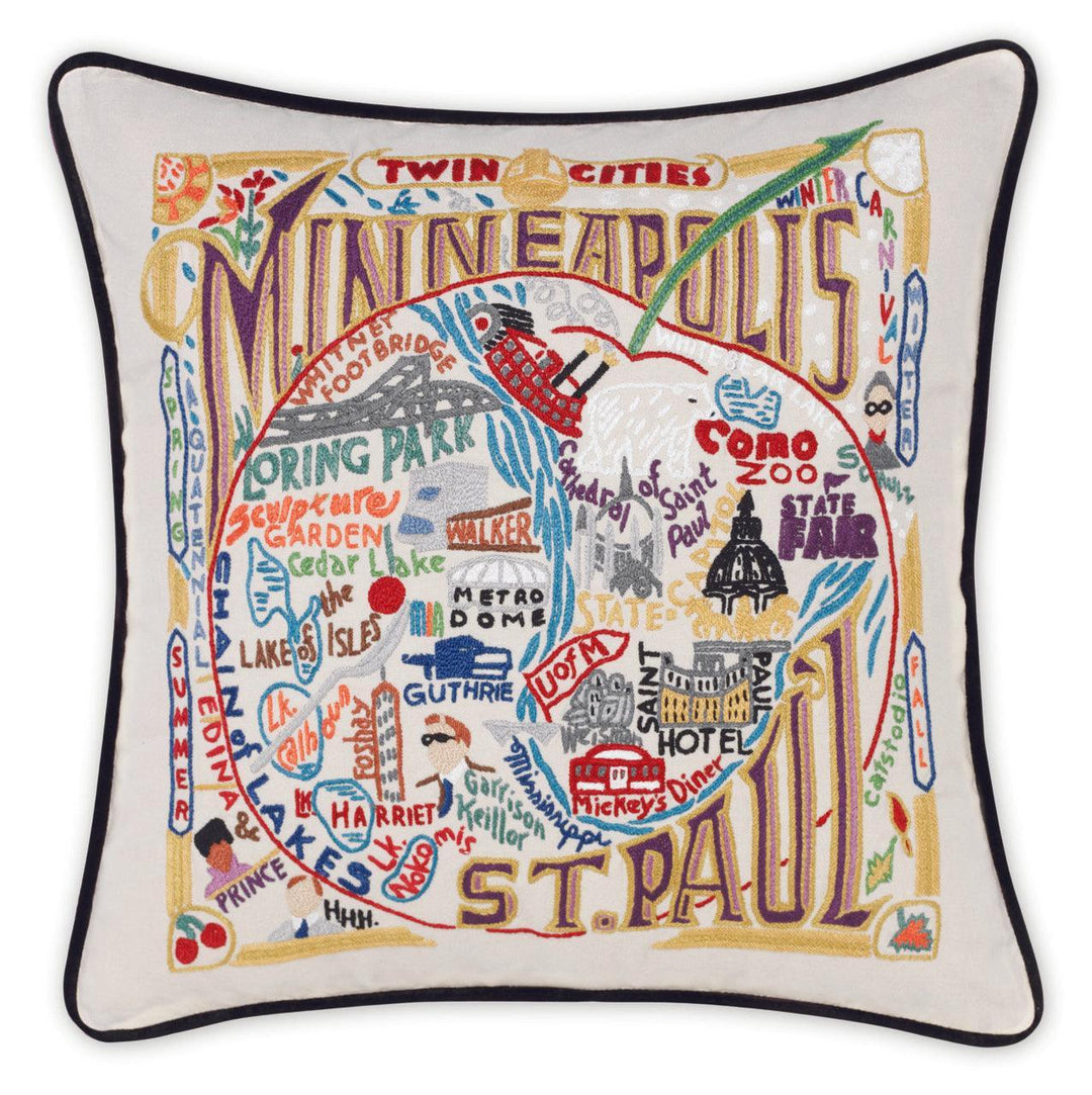 Minneapolis-St. Paul Hand-Embroidered Pillow - Quirks!