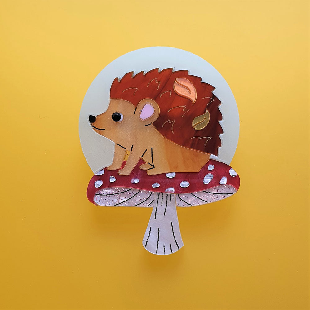 Moon Gazing Hedgehog Brooch by Cherryloco Jewellery 2