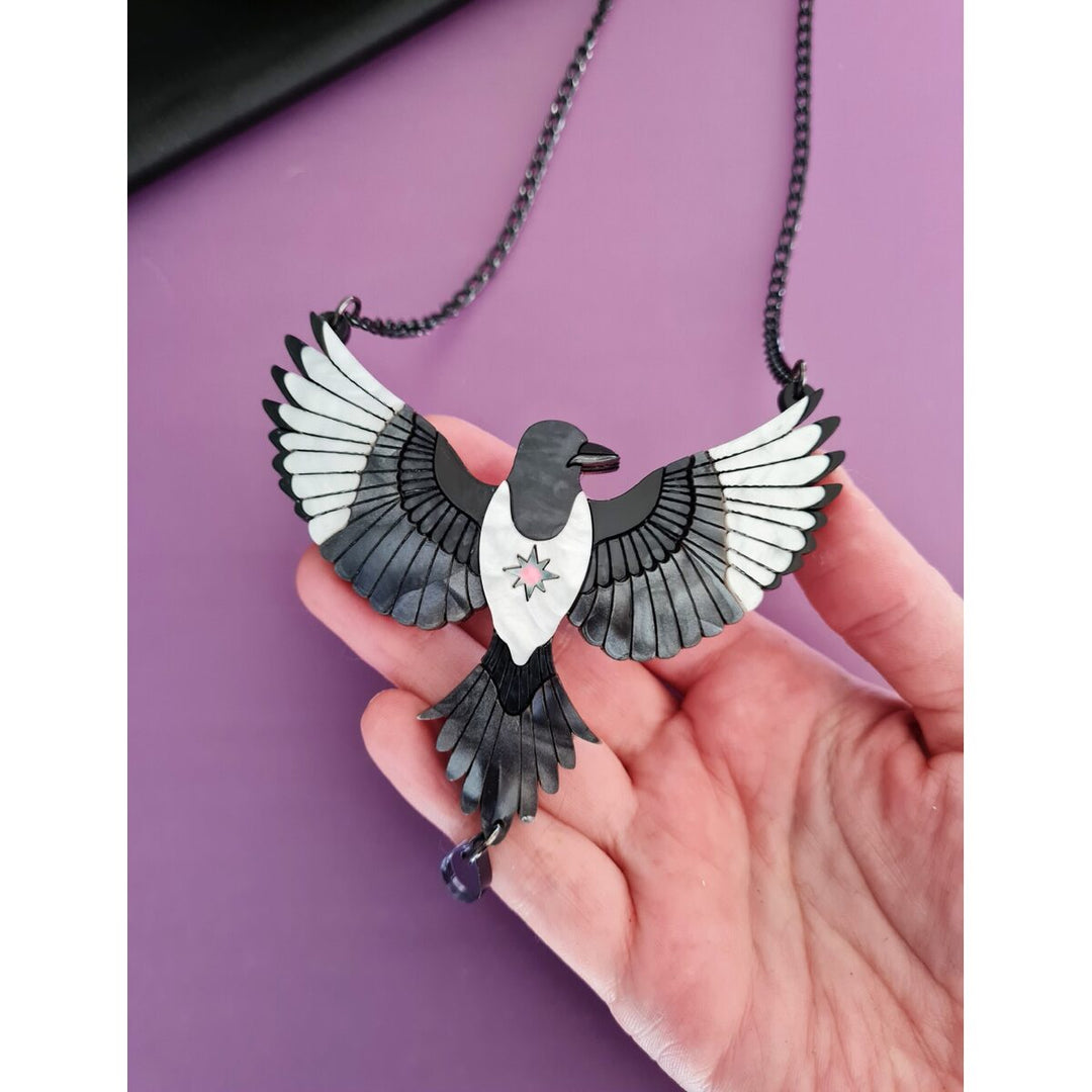 Mystic Magpie Brooch or Necklace by Cherryloco Jewellery