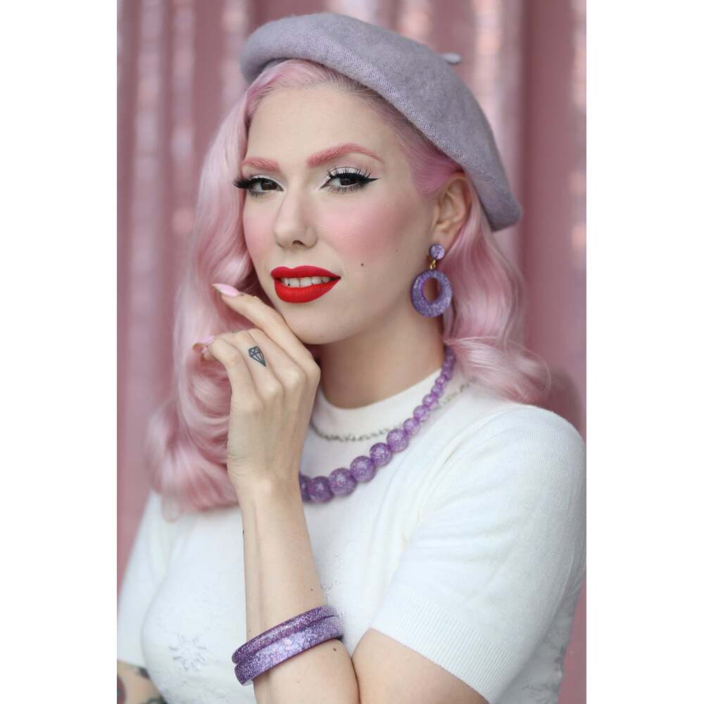 Narrow Lilac Glitter Medium Bangle by Splendette 1