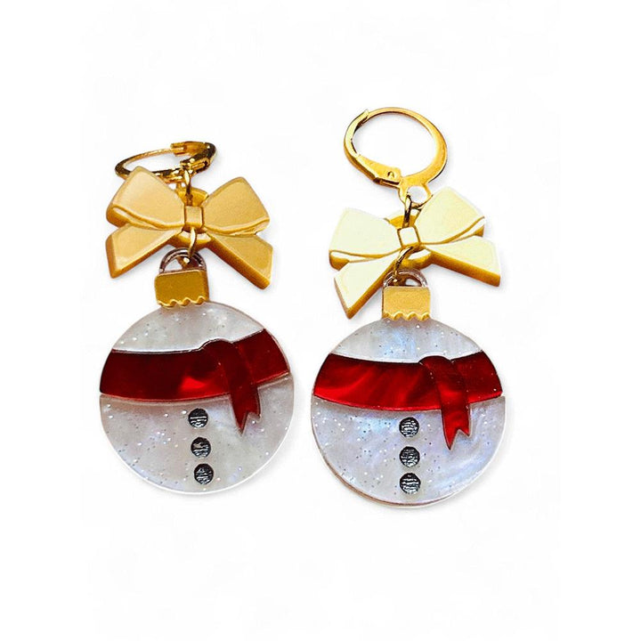 NEW! "I PICCOLINI" Earrings - Christmas Balls - Snowman with Bow image