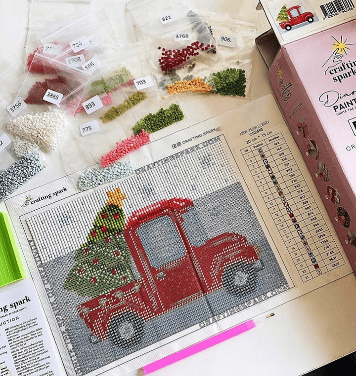 New Year Lorry CS2693 7.9 x 5.9 inches Crafting Spark Diamond Painting Kit
