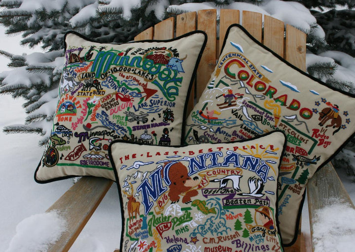 North Pole Christmas Hand-Embroidered Pillow - Quirks!