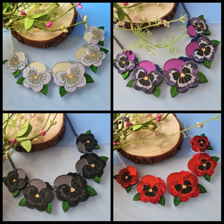 Pansy Charm Statement Necklace - Pre Order by Cherryloco Jewellery