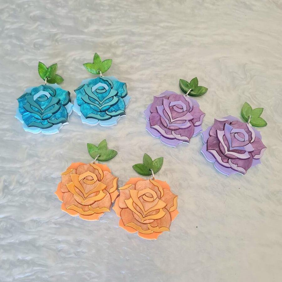 Pastel Rose Earrings by Cherryloco Jewellery