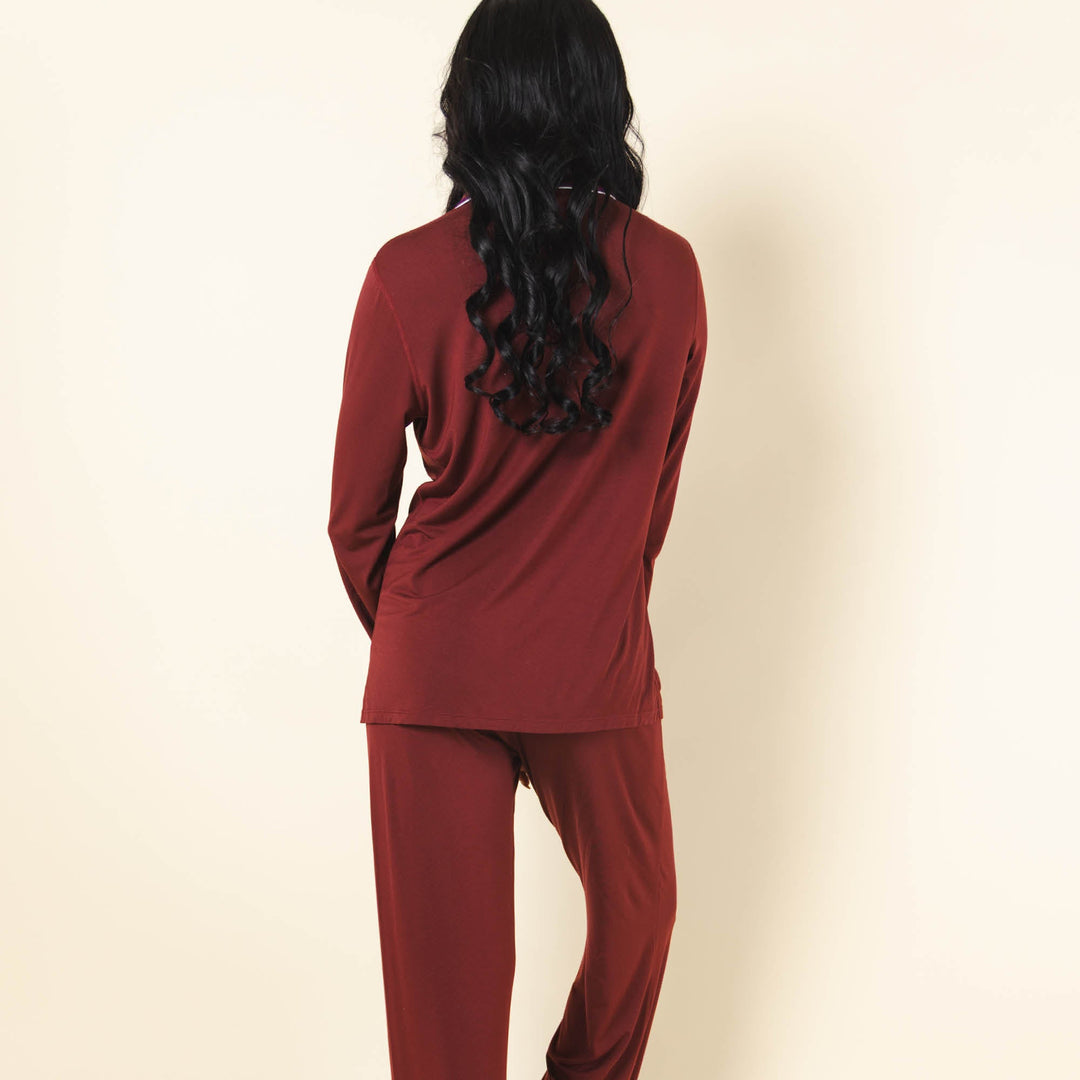 The Sommelier | Burgundy SleepDeep™ Women’s Long Sleeve Pajama Set