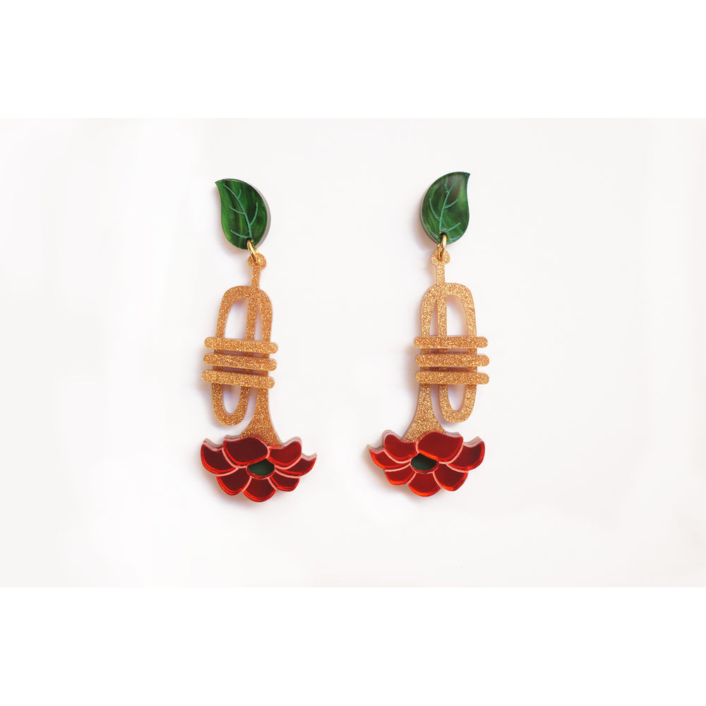 Trumpet with flower earrings by Laliblue 4