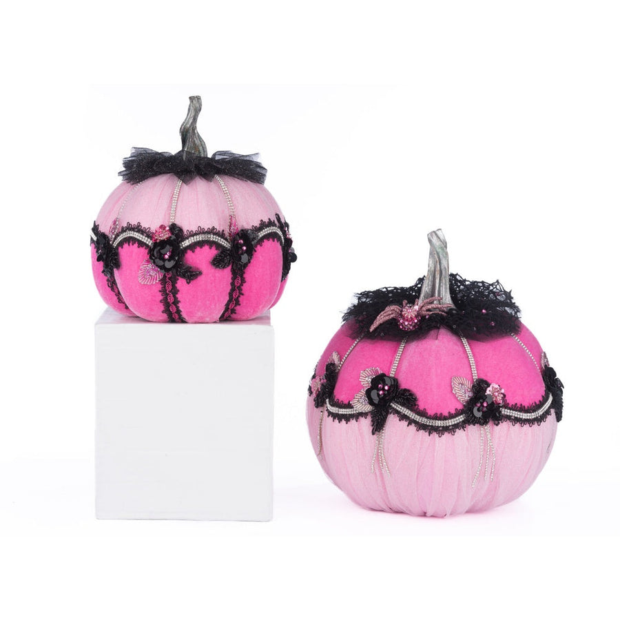 Pink Passion Floral Pumpkins Set of 2 by Katherine's Collection