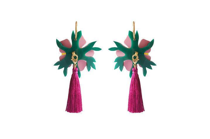Pink Tropical Flower Earrings by Laliblue - Quirks!