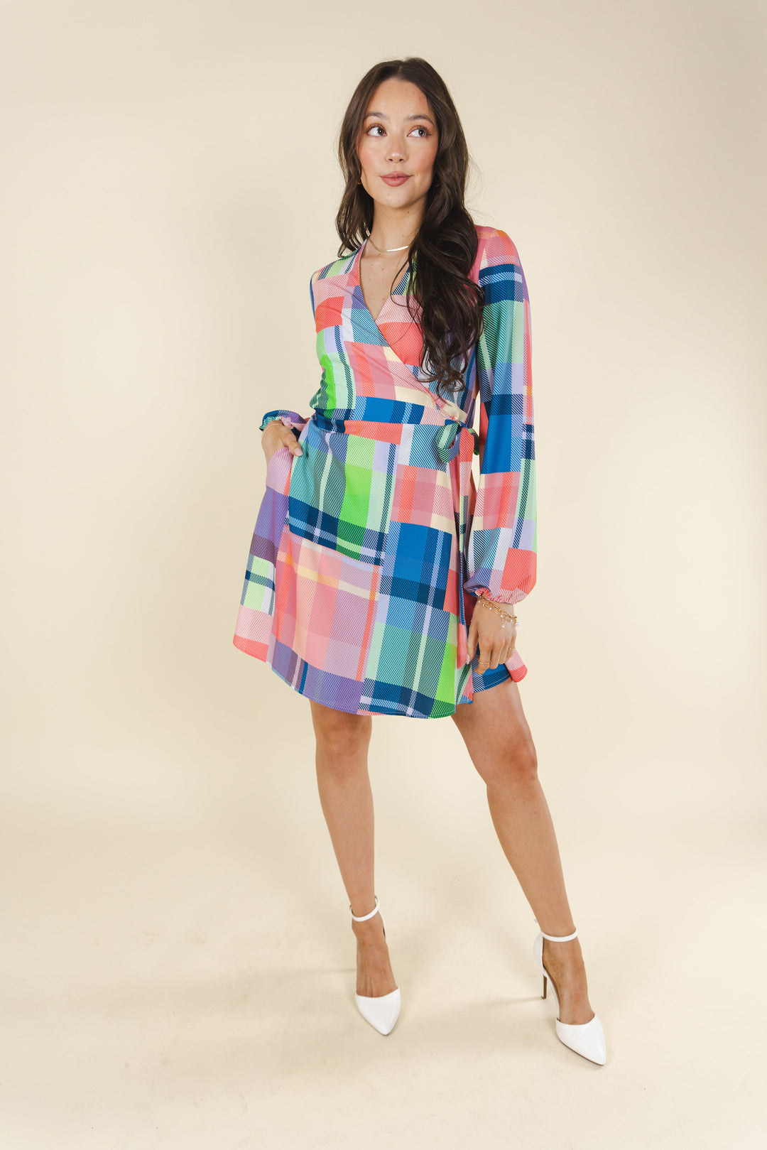 The Plaid To The Bone | Plaid Patchwork Wrap Dress