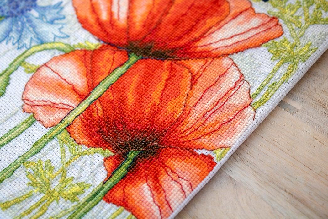 Poppies and Butterflies BU4018L Counted Cross-Stitch Kit