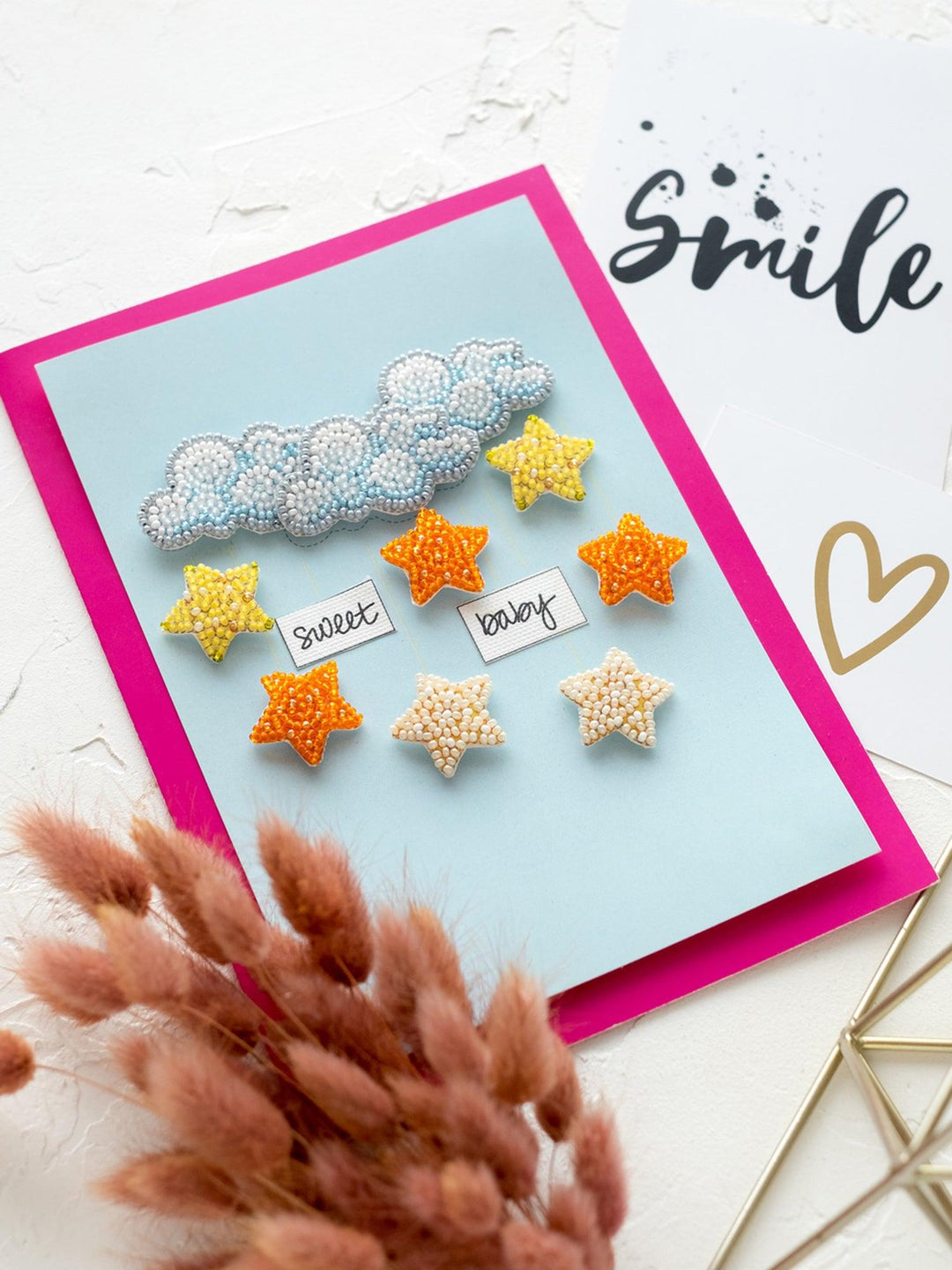 Postcard cross-stitch kit - Among stars and clouds AOO-001