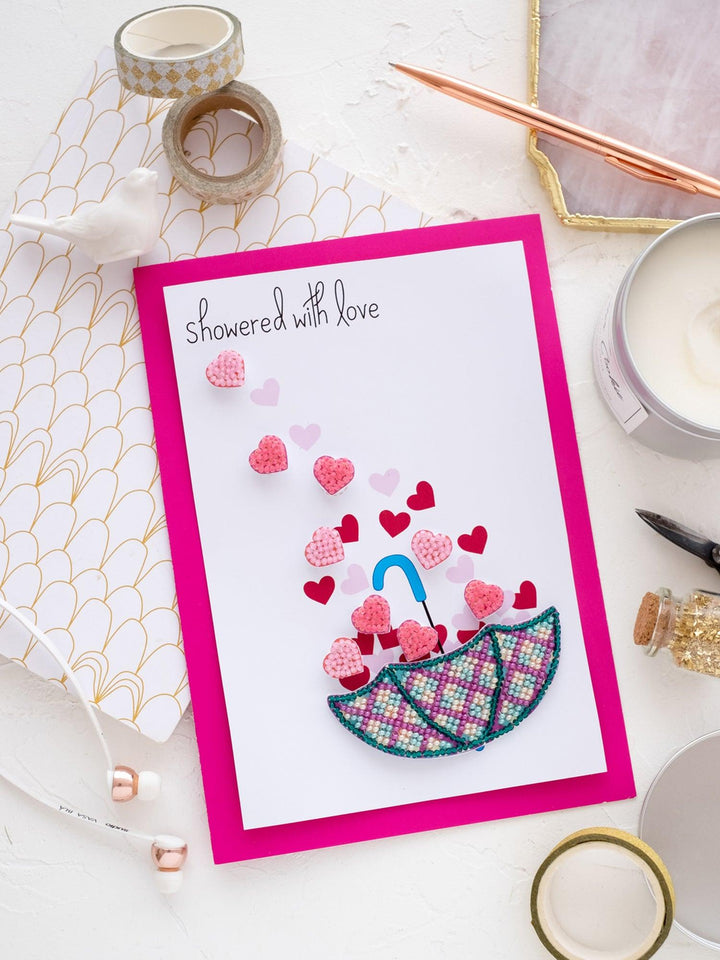 Postcard cross-stitch kit - Love rain AOO-006