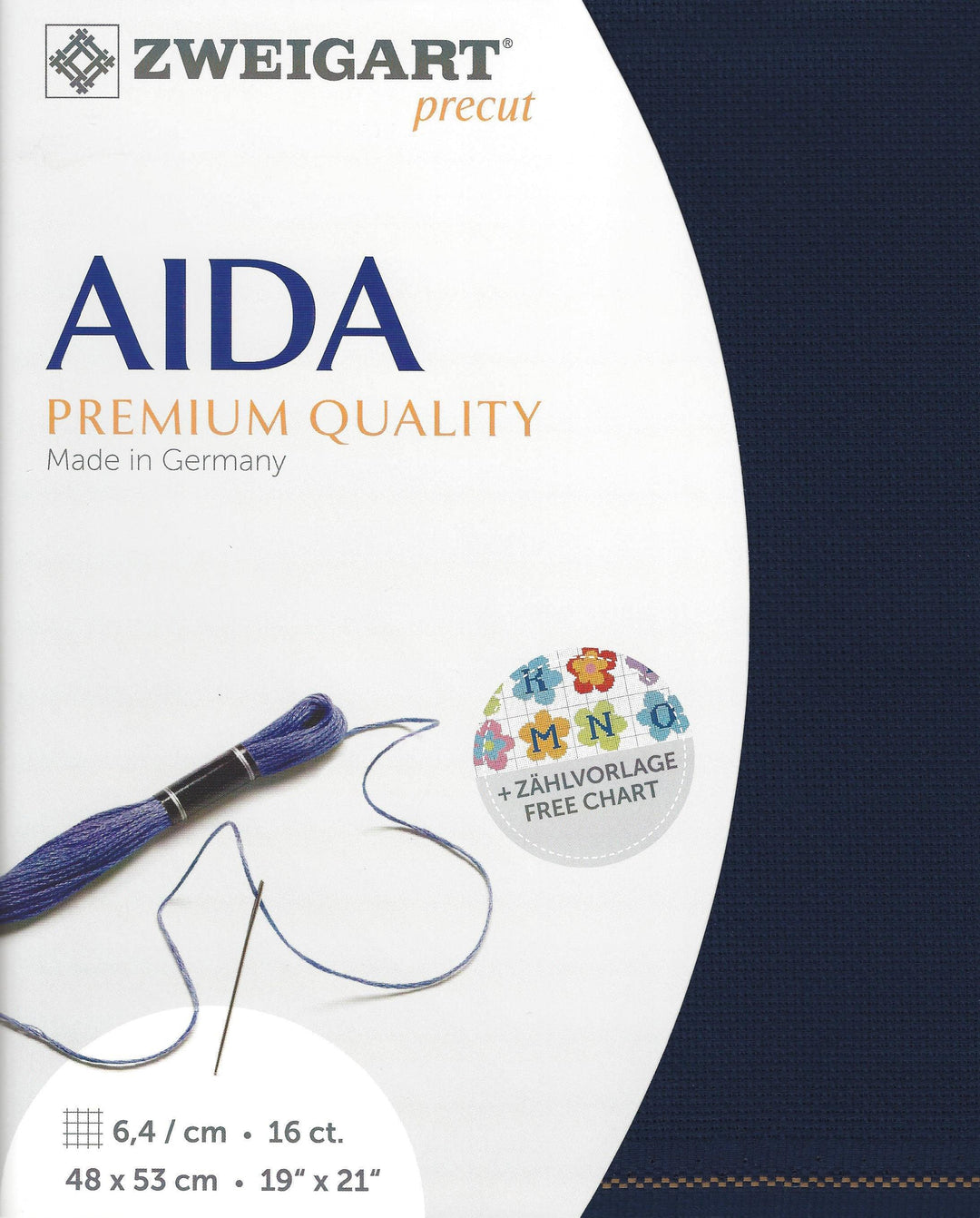 Precut Zweigart Aida 3251/589 Navy Blue