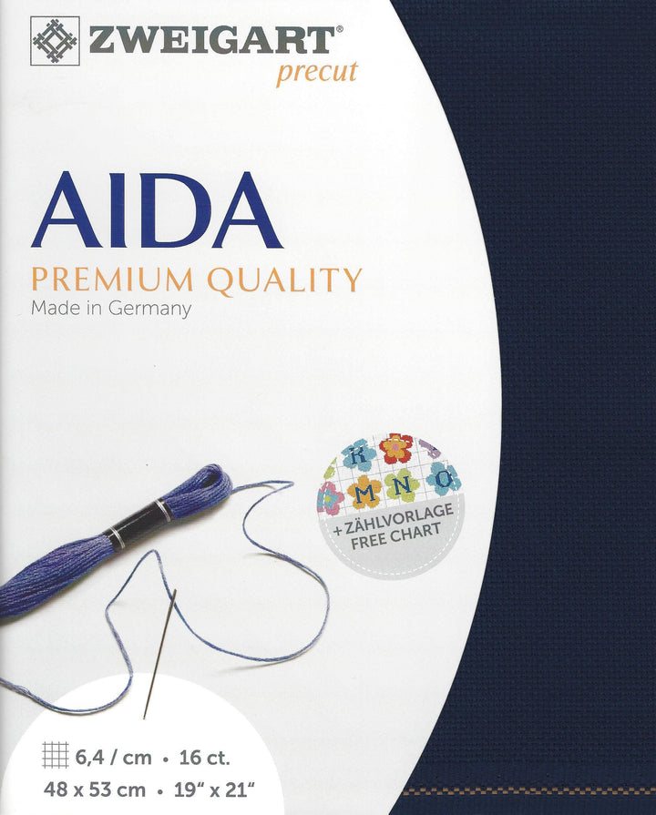 Precut Zweigart Aida 3251/589 Navy Blue