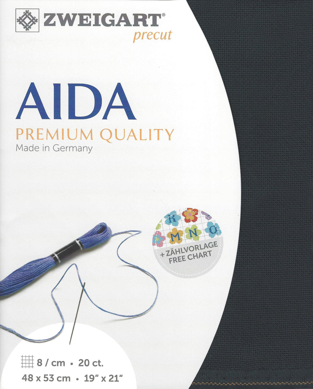 Precut  Zweigart Aida extra fine 20 count Charcoal Grey 3326/7026