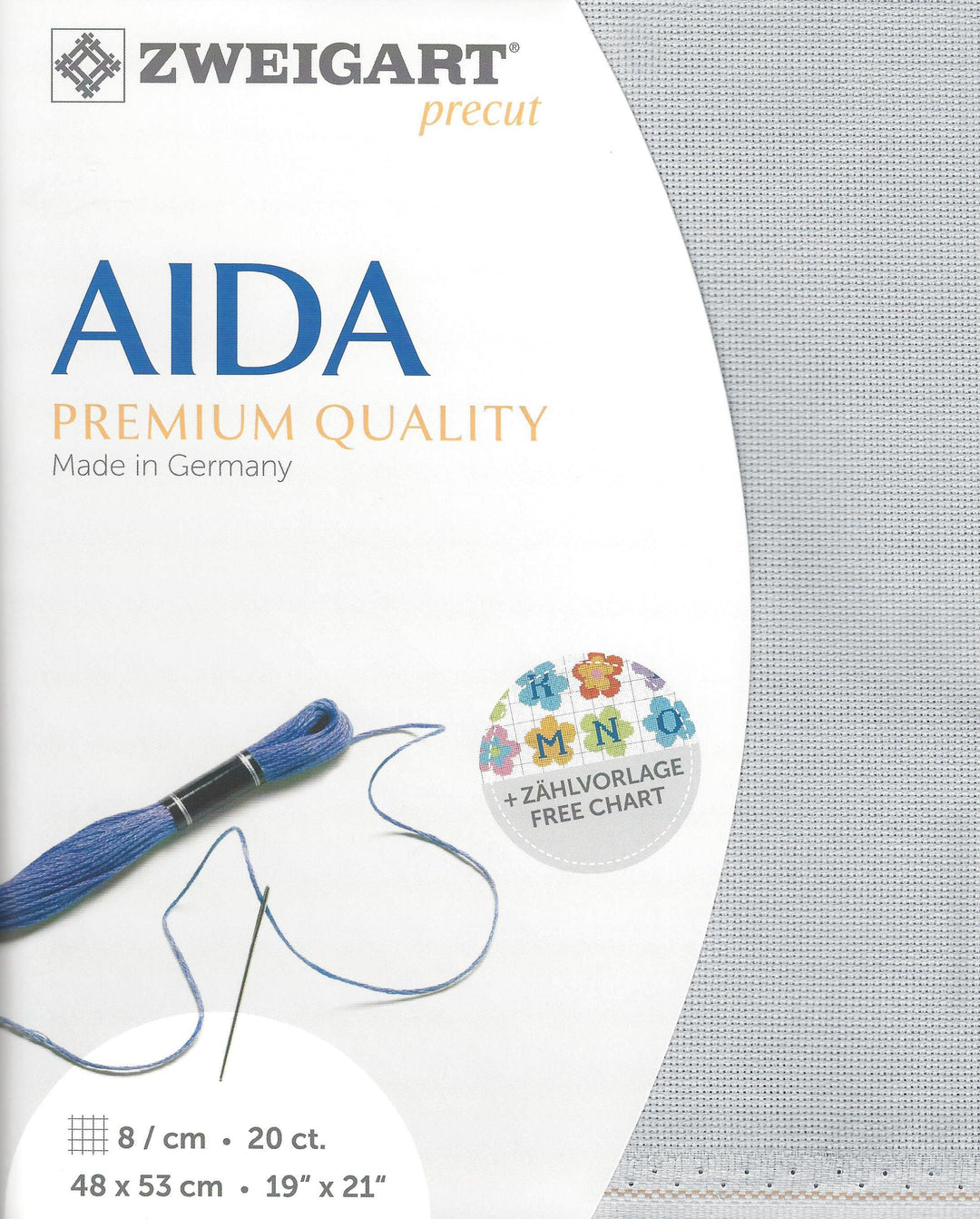 Precut Zweigart Aida extra fine 20 count Pearl Grey 3326/705