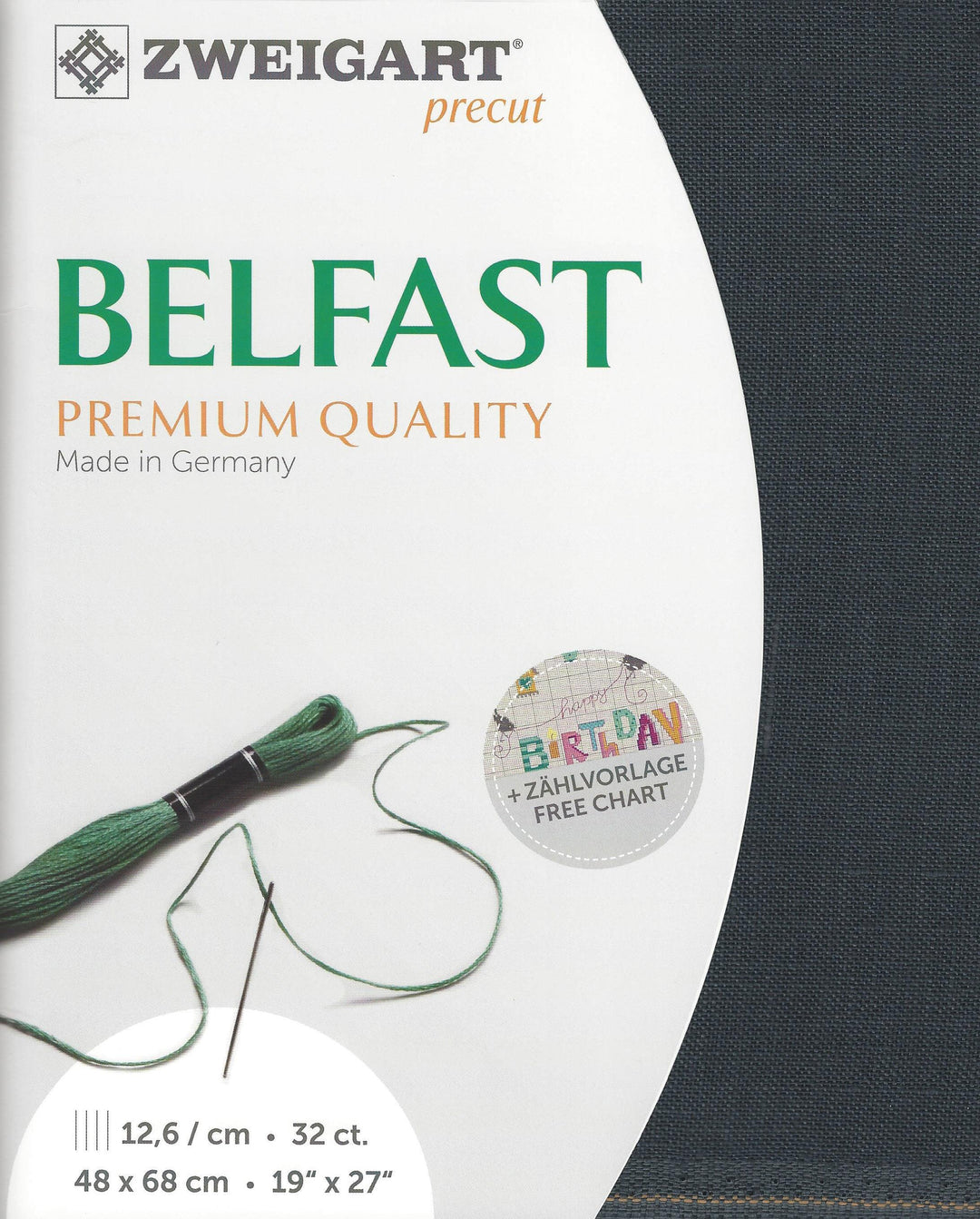 Precut  Zweigart Belfast 32 count Charcoal Gray 3609/7026