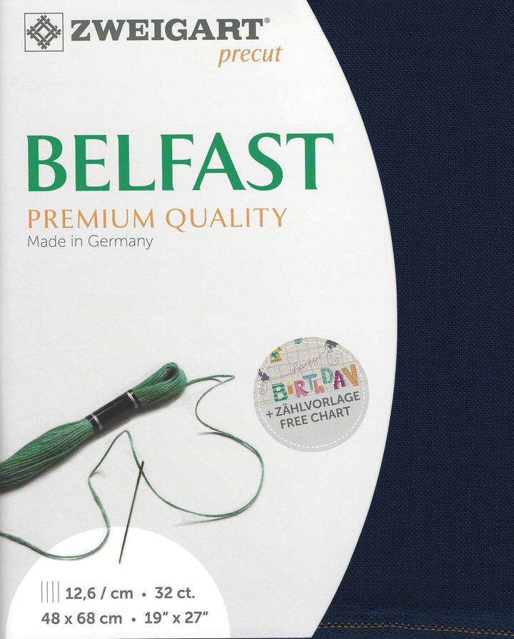 Precut Zweigart Belfast 32 count Navy Blue 3609/589