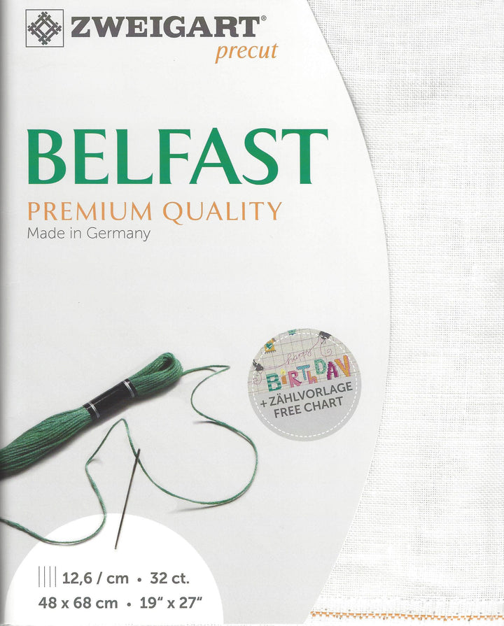 Precut  Zweigart Belfast 32 count White 3609/100
