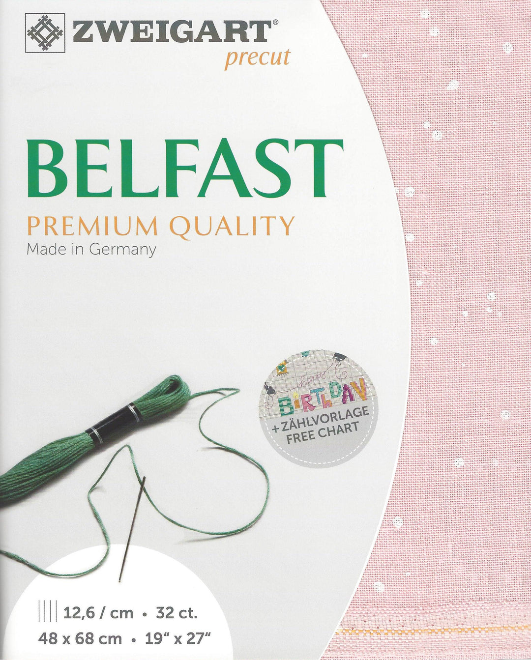 Precut Zweigart Belfast Splash 32 count Powder Pink Splash 3609/4279