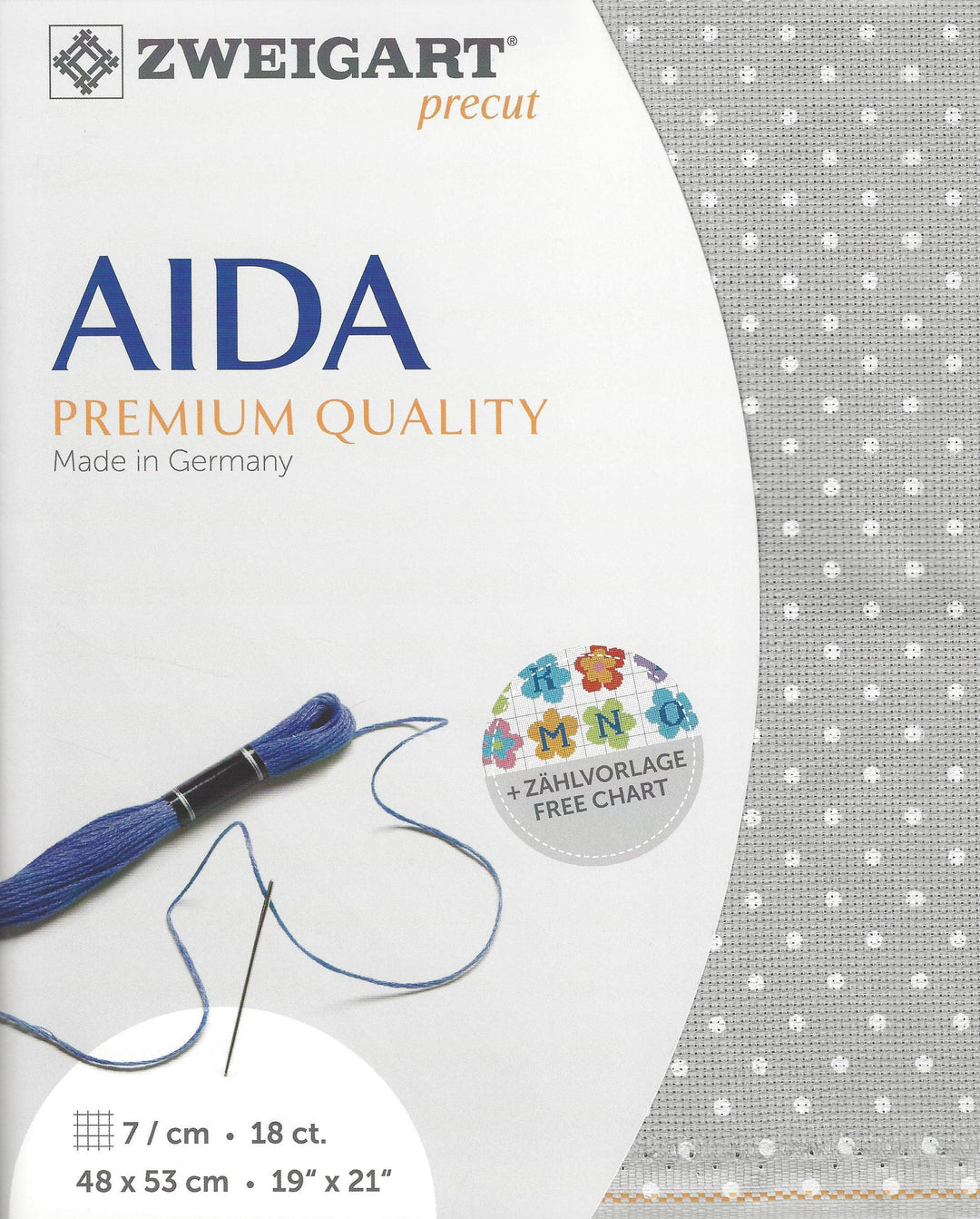 Precut  Zweigart Fein-Aida Petit Point 18 count Grey with White Points 3793/7349