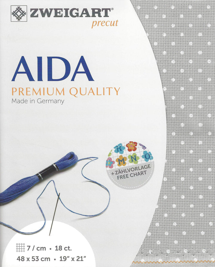 Precut  Zweigart Fein-Aida Petit Point 18 count Grey with White Points 3793/7349