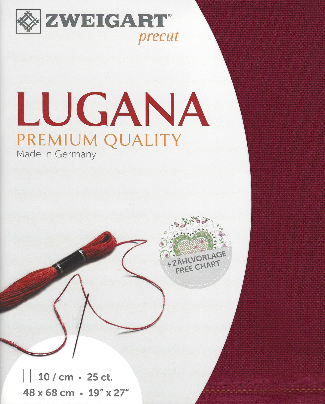 Precut Zweigart Lugana 25 count Victorian Red 3835/906