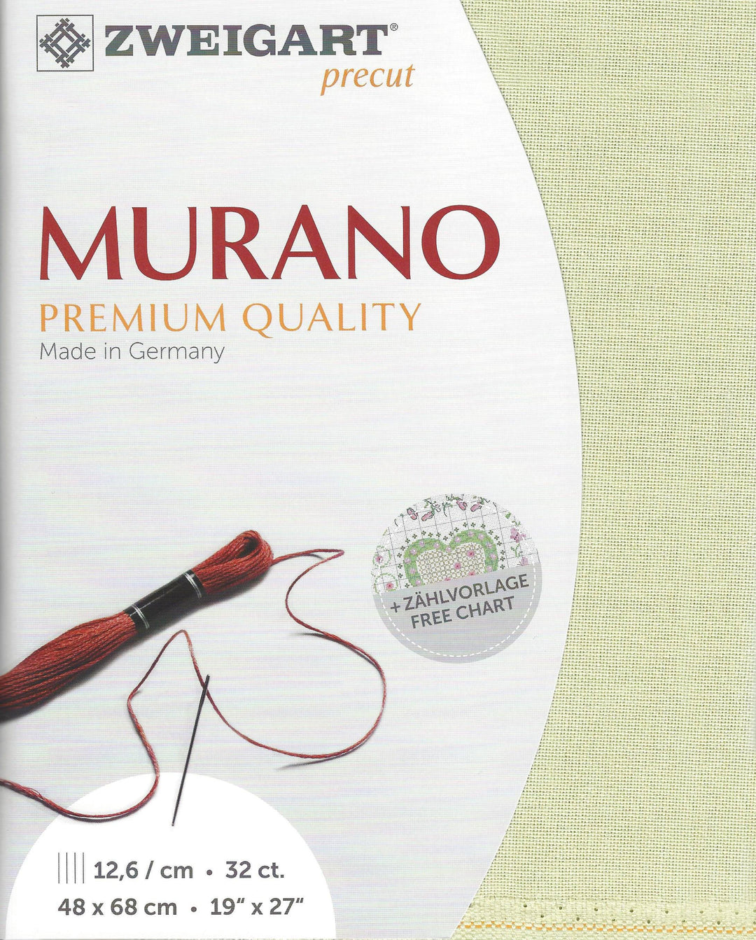 Precut  Zweigart Murano 32 count Limestone/Pale Green 3984/6047