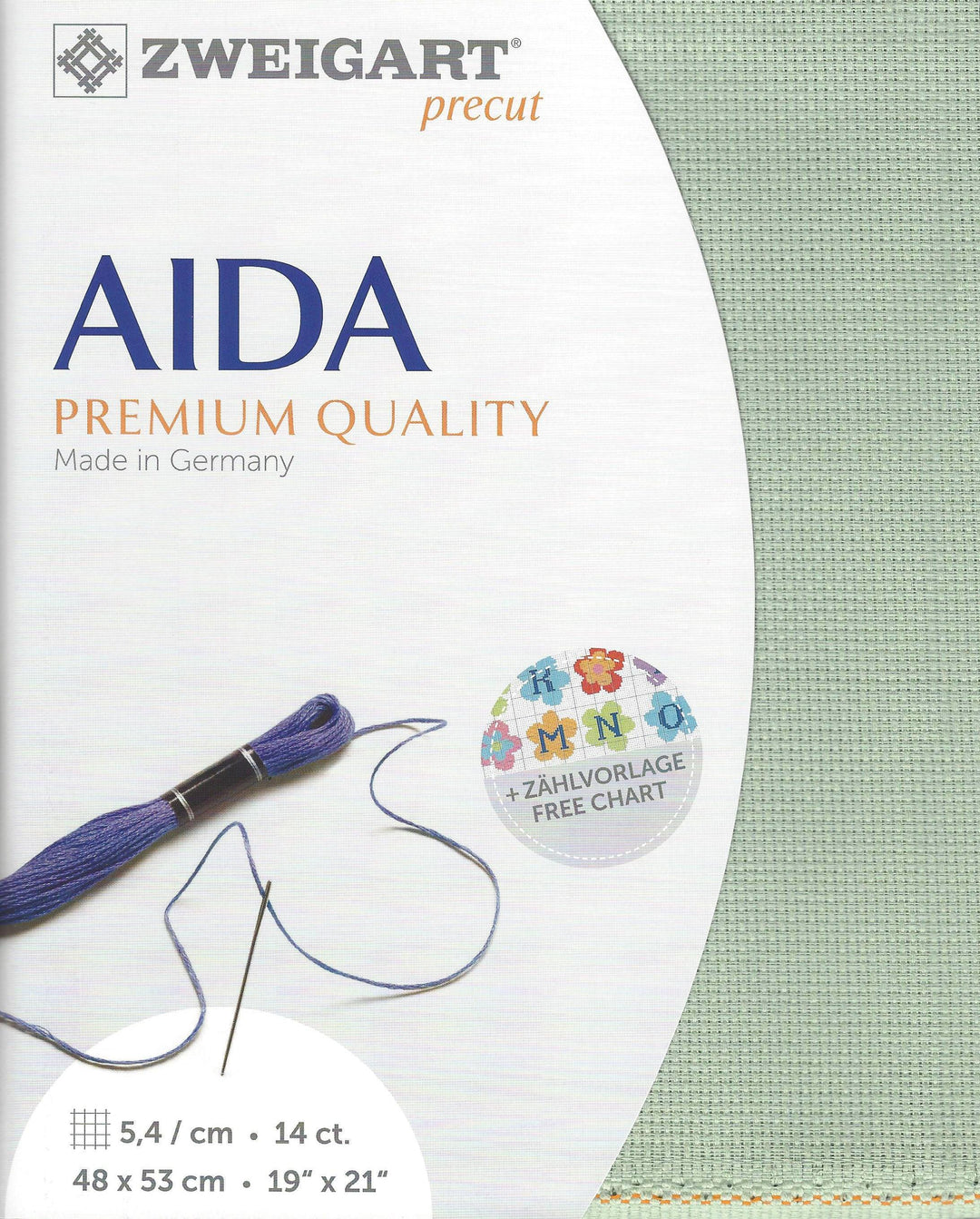 Precut Zweigart Stern-Aida 14 count Light Green 3706/611