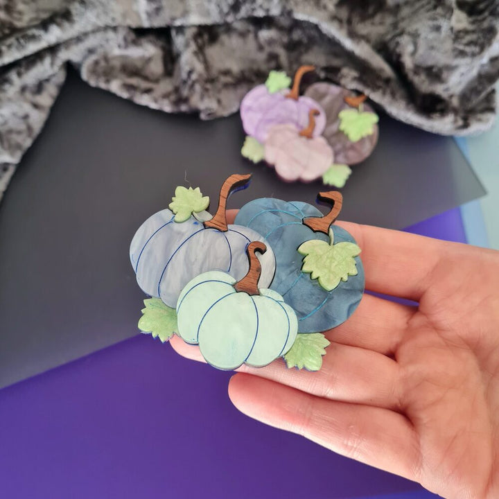 Pumpkin Patch Trio Brooch or Necklace - Three Colours by Cherryloco Jewellery 3