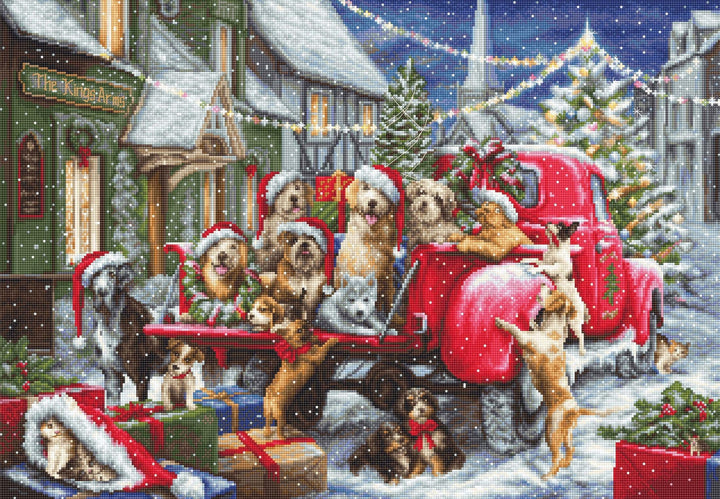 Puppies Christmas B2414L Counted Cross-Stitch Kit