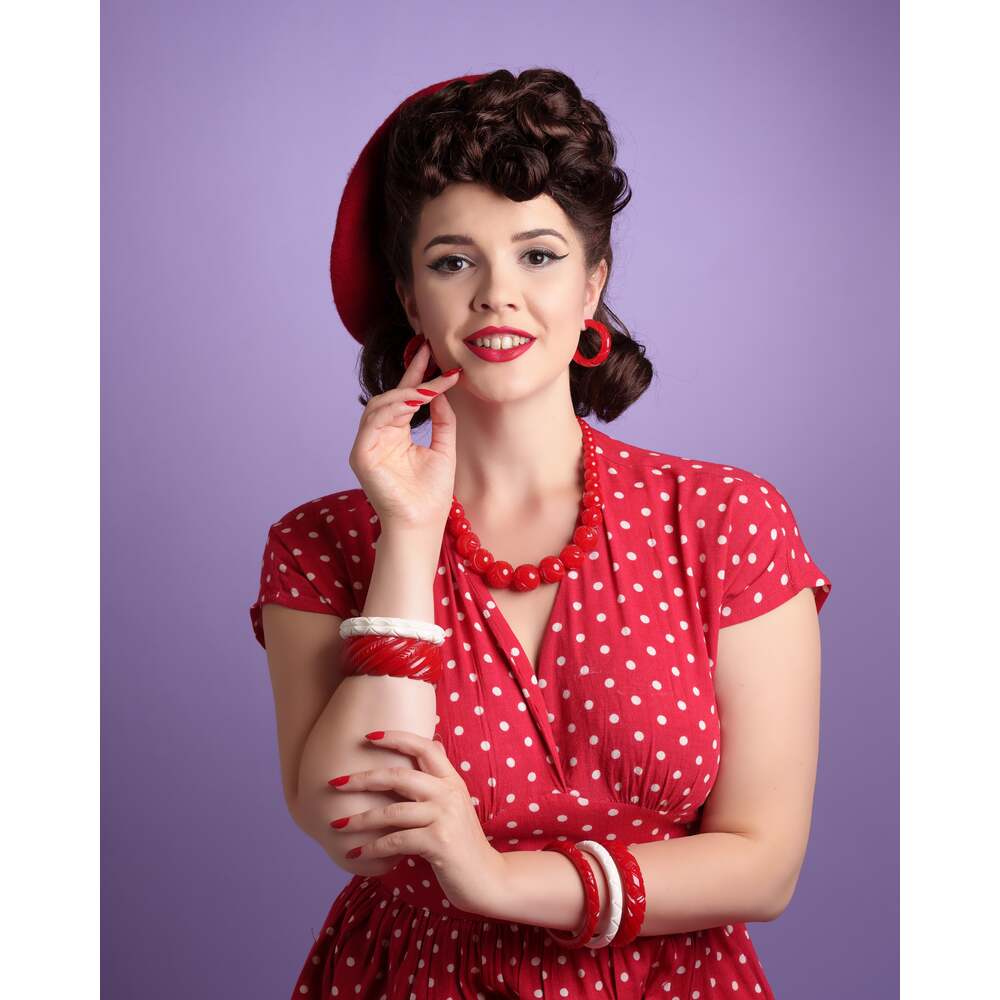 Red Heavy Carve Hoop Earrings by Splendette 1