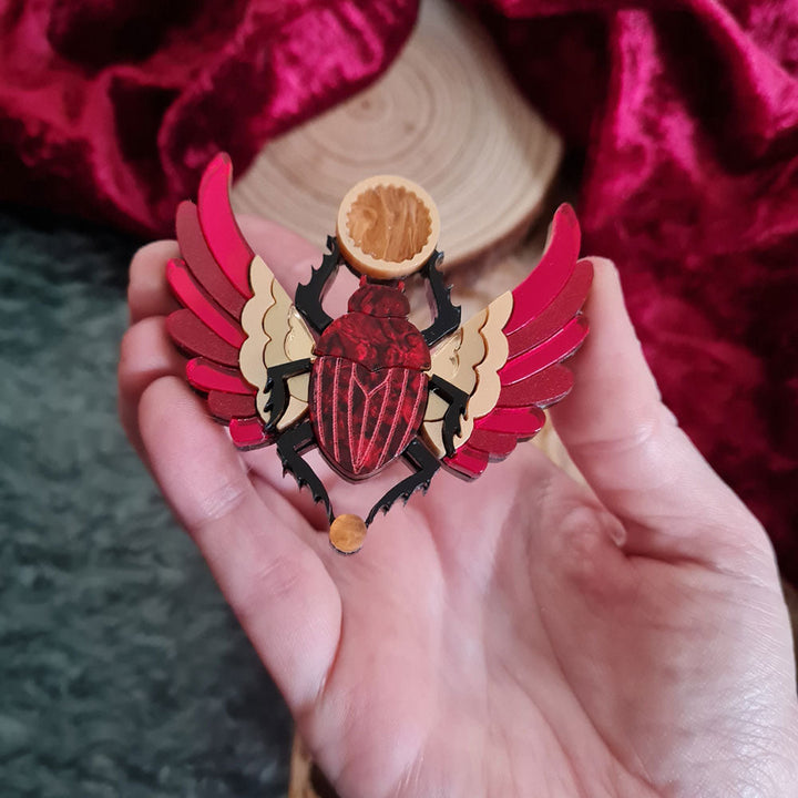 Red Winged Scarab Beetle Brooch by Cherryloco Jewellery 3