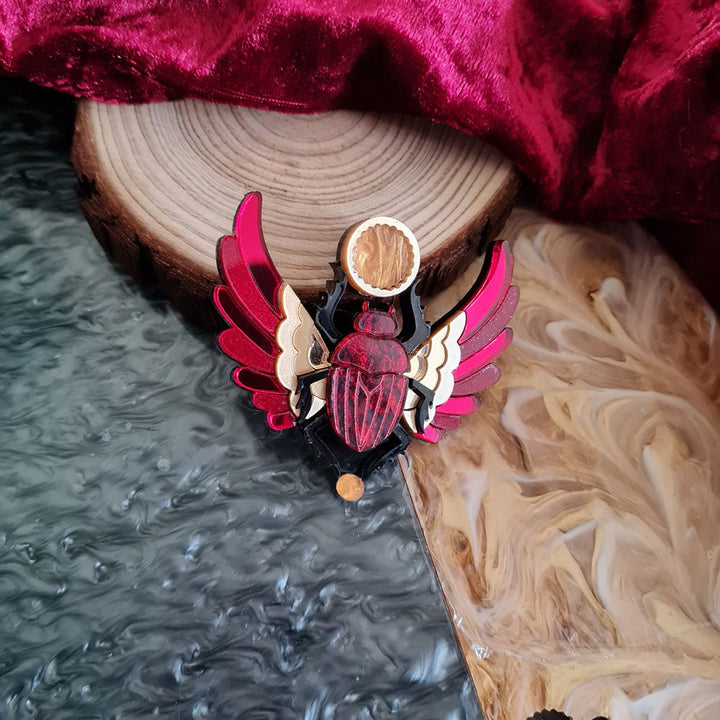 Red Winged Scarab Beetle Brooch by Cherryloco Jewellery 4