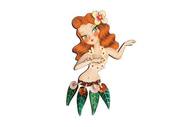 Redhead Hula Girl Brooch by Laliblue - Quirks!