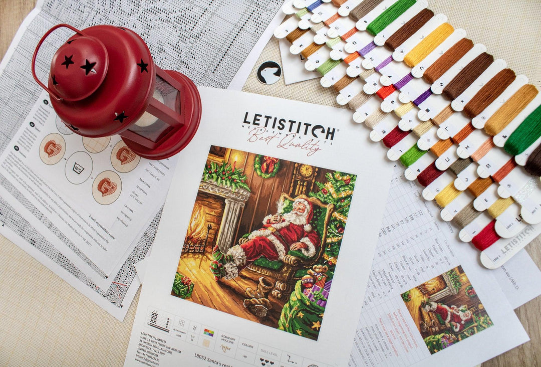 Santa's rest by the chimney L8052 Counted Cross Stitch Kit
