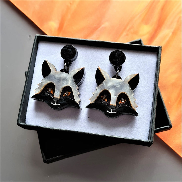 Silver Fox Earrings by Cherryloco Jewellery